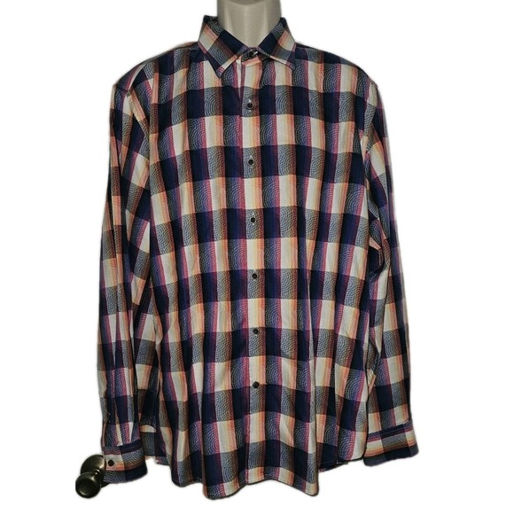 Robert Graham Other - Robert Graham Checkered Psychedelic Button Down Long Sleeve Collar Shirt Mens XL